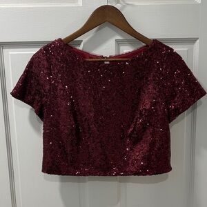 Revelry Bandie Sequin Top Size Medium Cabernet Party Wedding Date Dressy Chic